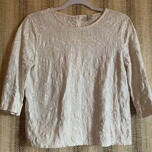 J Crew White Laced Top Blouse Short Womens Size Small Cotton Clothing